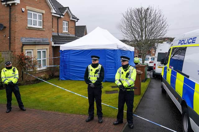 It's almost a year since police erected a blue forensics-style tent in front of the home of Nicola Sturgeon and Peter Murrell.  Picture: Andrew Milligan / PA.