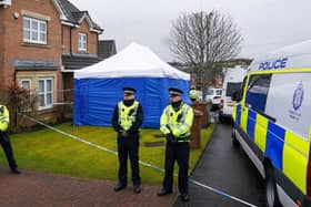 It's almost a year since police erected a blue forensics-style tent in front of the home of Nicola Sturgeon and Peter Murrell.  Picture: Andrew Milligan / PA.