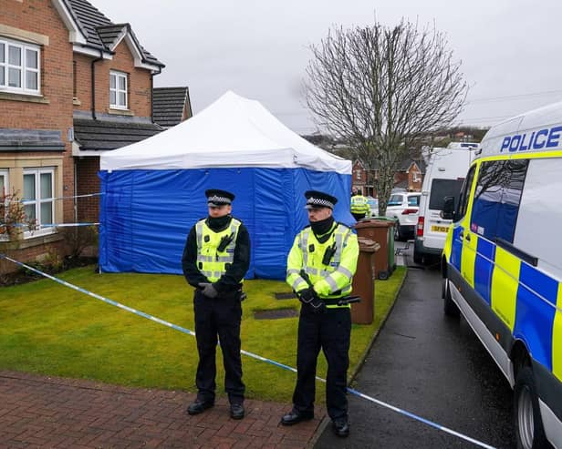 It's almost a year since police erected a blue forensics-style tent in front of the home of Nicola Sturgeon and Peter Murrell.  Picture: Andrew Milligan / PA.