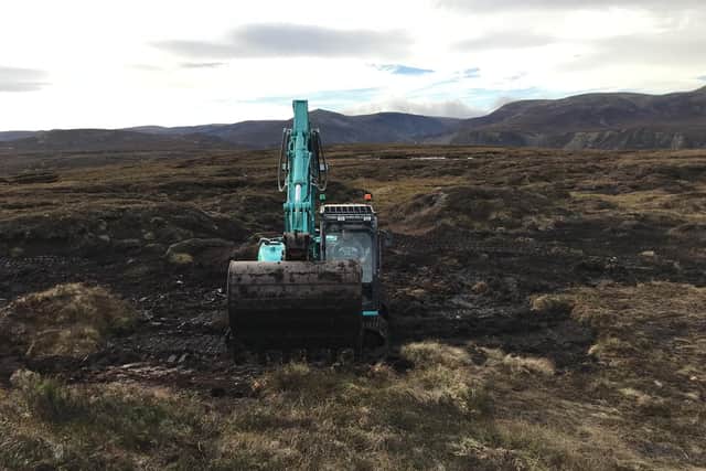 Peatland restoration work underway in the Cairngorms National Park.