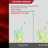 The Scottish Fire and Rescue Service has issued a very high risk warning of wildfires from Saturday until Monday in Scotland.