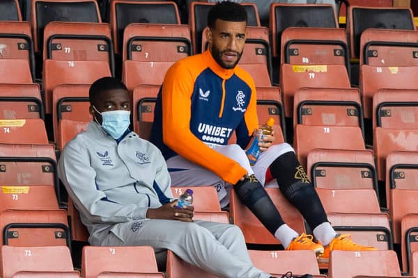 Rangers midfielder Nnamdi Ofoborh in the stand with Connor Goldson during a pre-season against Partick Thistle at Firhill in July.. (Photo by Craig Williamson / SNS Group)