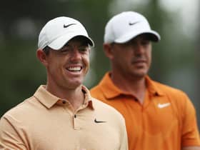Rory McIlroy and Brooks Koepka played a practice round together during last month's 87th Masters at Augusta National Golf Club. Picture: Patrick Smith/Getty Images.