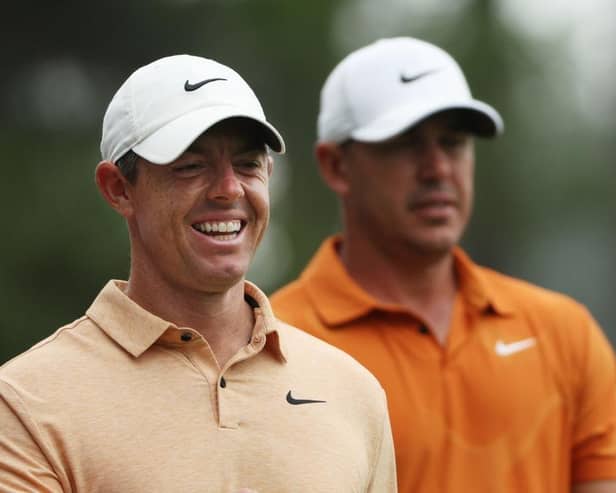 Rory McIlroy and Brooks Koepka played a practice round together during last month's 87th Masters at Augusta National Golf Club. Picture: Patrick Smith/Getty Images.