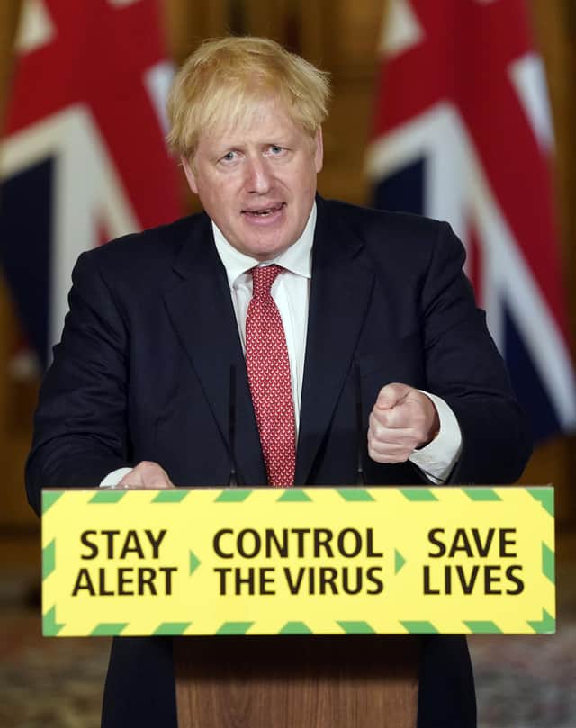Prime Minister Boris Johnson during a media briefing in Downing Street on coronavirus this week