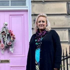 Miranda Dickson's pink door in Edinburgh's Drummond Place has been repainted (Picture: Courtesy of Miranda Dickson/SWNS)