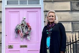 Miranda Dickson's pink door in Edinburgh's Drummond Place has been repainted (Picture: Courtesy of Miranda Dickson/SWNS)