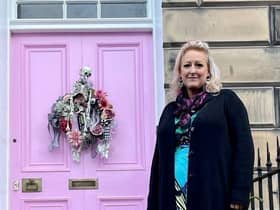 Miranda Dickson's pink door in Edinburgh's Drummond Place has been repainted (Picture: Courtesy of Miranda Dickson/SWNS)