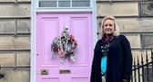 Miranda Dickson's pink door in Edinburgh's Drummond Place has been repainted (Picture: Courtesy of Miranda Dickson/SWNS)
