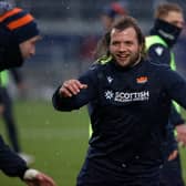 Pierre Schoeman enjoys a training session in the sleet with Edinburgh.  (Photo by Craig Williamson / SNS Group)