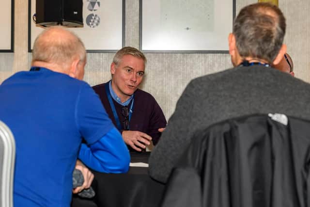 David Ovens, the new chair of Scottish Athletics, speaking at a club conference session. Picture: Bobby Gavin