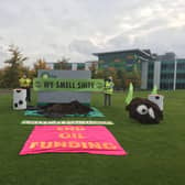 Extinction Rebellion activists protest outside BP's Aberdeen offices.