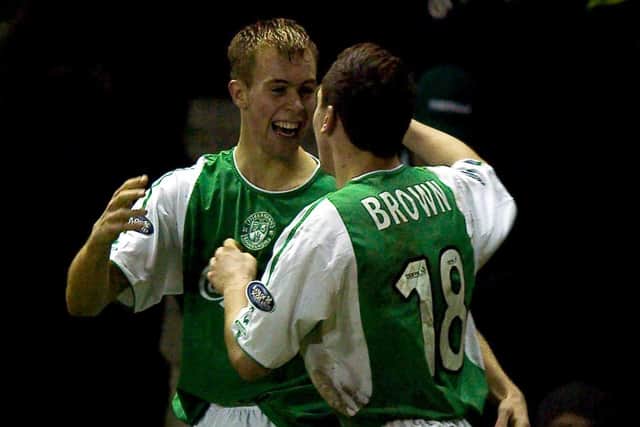 Steve Whittaker and Scott Brown, pictured in 2004 when playing for Hibs.