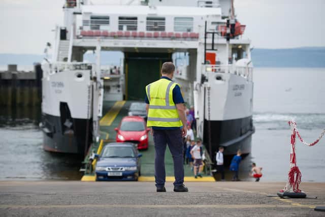 One of CalMac's Cumbrae ferries at Largs. Picture: John Devlin.