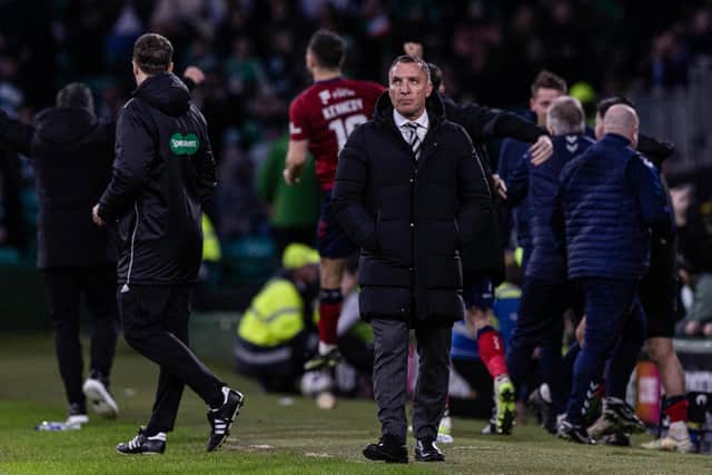 Brendan Rodgers looks on after Celtic's 1-1 draw with Kilmarnock.