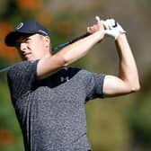 Jordan Spieth in action during the first round of  The Genesis Invitational at Riviera Country Club in Los Angeles. Picture: Michael Owens/Getty Images.
