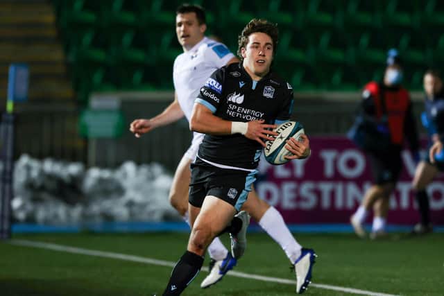 Glasgow's Josh McKay scores his side's third try.