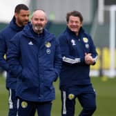 Scotland manager Steve Clarke with his backroom staff at a training session ahead of the World Cup qualifier with the Faroe Islands - he says he has already picked his team  (Photo by Craig Williamson / SNS Group)