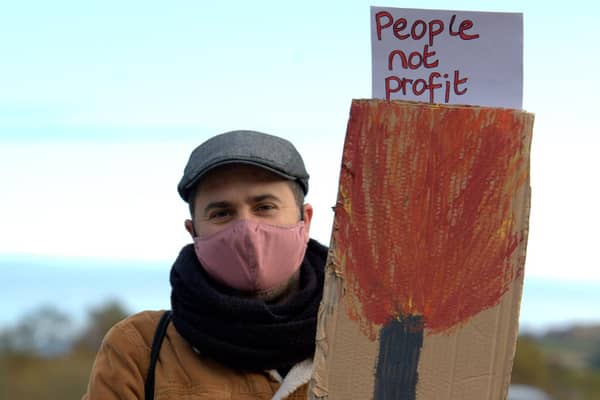 Socially distanced protest at Mossmorran (Pic: Derek Johnstone)