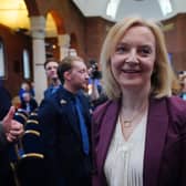 Former prime minister Liz Truss following the launch of the Popular Conservatism movement at the Emmanuel Centre in central London.
