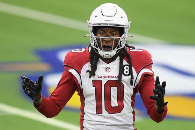 Arizona Cardinals receiver DeAndre Hopkins openly questioned his future in the league if he was forced to vaccinate in a now-deleted tweet. Picture: Harry How/Getty Images