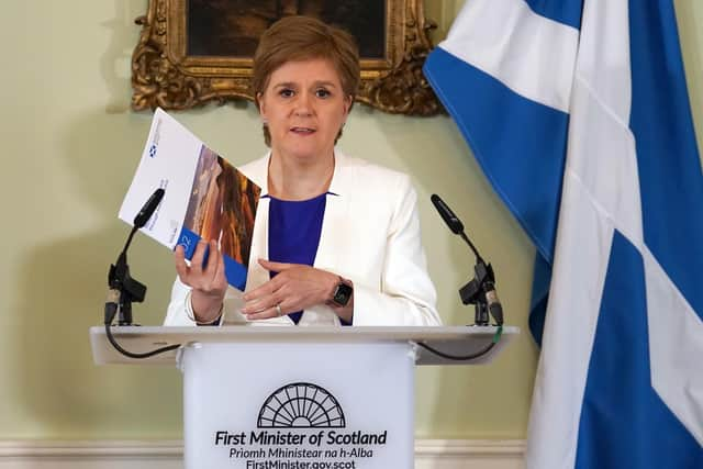 First Minister Nicola Sturgeon speaks at a press conference at Bute House in Edinburgh to launch a second independence paper.