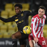 Malker Hallberg (right) made his St Johnstone debut in the win over Livingston on Tuesday after his move from Hibs. (Photo by Craig Foy / SNS Group)