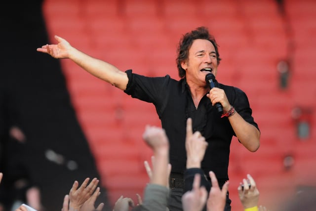 Musician Bruce Springsteen performs with the E Street Band at the first concert to be held at Emirates Stadium, during his world tour, on May 30, 2008 in London, England. (Photo by Jim Dyson/Getty Images)