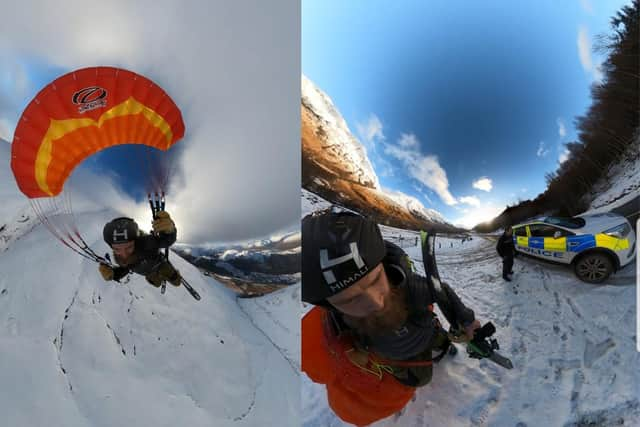 Andy Stewart flying off Ben Nevis having skinned up the 1,345m mountain picture: Andy Stewart