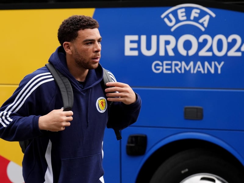 Scotland's Che Adams arrives at their team hotel in Garmisch-Partenkirchen, Germany, at the beginning of their Euro 2024 campaign.