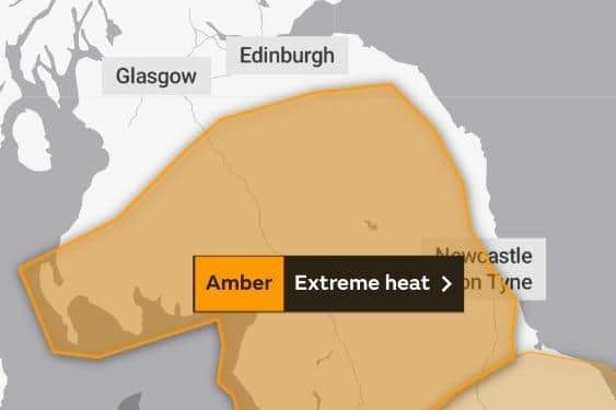 The weather warning covers southern Scotland