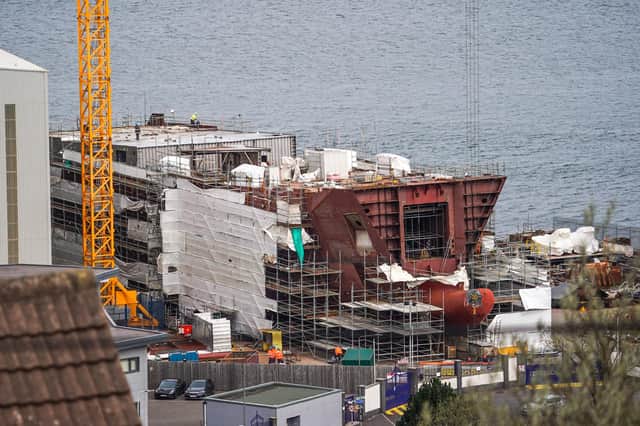 Work continues on a partially completed ferry at the Ferguson Marine shipyard in Port Glasgow earlier this month (Picture: Peter Summers/Getty Images)