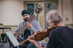 Jasdeep Singh Degun working on his new composition with the Scottish Ensemble PIC: Foxbrush