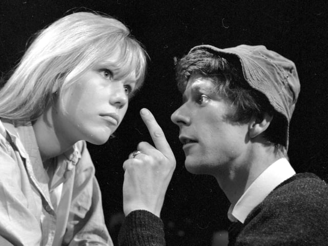 Actors Tessa Wyatt and Ewen Solon in The Swallows at the Traverse Theatre during the Edinburgh International Festival in August 1966.