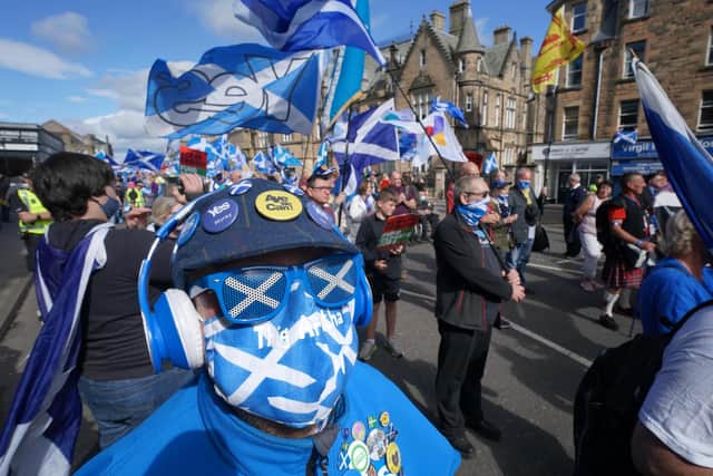 Supporters of Scottish independence at the site of the Battle of Bannockburn for an 'All Under One Banner'. Picture: Press Association