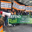 RMT members protesting outside Glasgow Central Station in September. Picture: John Devlin