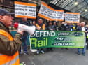 RMT members protesting outside Glasgow Central Station in September. Picture: John Devlin