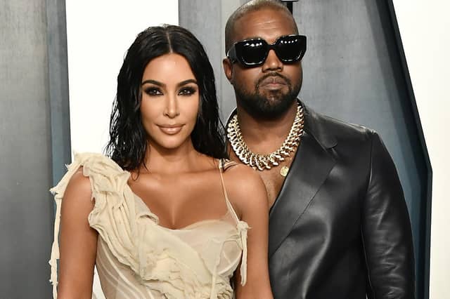 Kim Kardashian and Kanye West attend the 2020 Vanity Fair Oscar Party