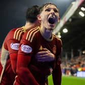 Leighton Clarkson celebrates scoring Aberdeen's late winner over Hearts.