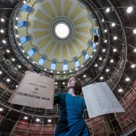 Jocelyn Grant, an archivist with National Records of Scotland, with the original documents of the 1921 census (Picture: National Records of Scotland)
