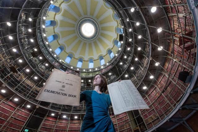 Jocelyn Grant, an archivist with National Records of Scotland, with the original documents of the 1921 census (Picture: National Records of Scotland)