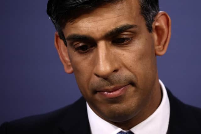 Prime Minister Rishi Sunak speaks at a press conference at 9 Downing Street in London. Picture: Henry Nicholls - WPA Pool/Getty Images