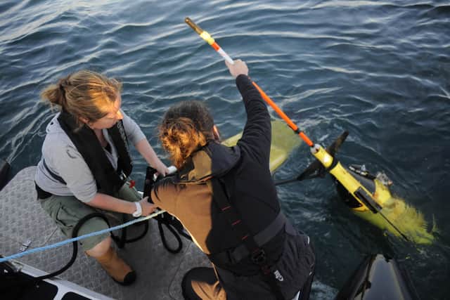 Oceanologists from the Scottish Association for Marine Science have been deploying underwater drones in the north-east Atlantic since 2010 – the robot subs, known as gliders, dive down to 1,000 metres to collect ocean data