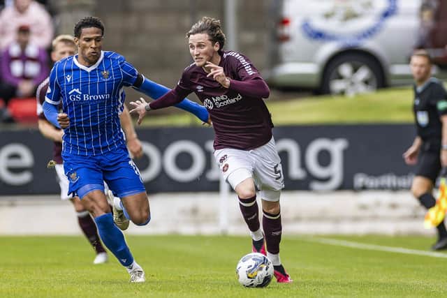 Rangers loanee Alex Lowry made his debut for Hearts at McDiarmid Park.
