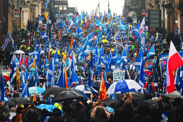Independence supporters on the march. Picture: John Devlin