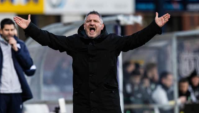 Dundee manager Tony Docherty on the touchline during the defeat to Celtic. (Photo by Craig Williamson / SNS Group)