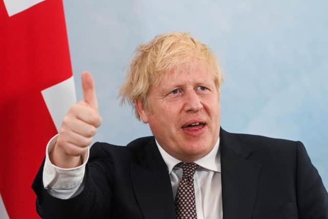 Britain's Prime Minister Boris Johnson gestures during a meeting with U.S. President Joe Biden ahead of the G7 summit. Picture: Toby Melville - WPA Pool/Getty Images