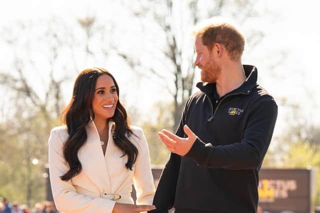 The Duke and Duchess of Sussex attending the Invictus Games athletics events in the Athletics Park, at Zuiderpark the Hague, Netherlands. Picture: Aaron Chown/PA Wire