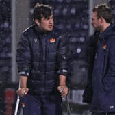 Edinburgh's Stuart McInally with head coach Mike Blair.  (Photo by Craig Williamson / SNS Group)