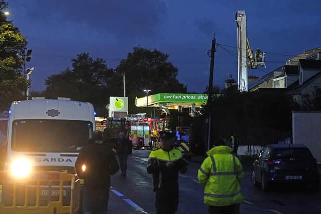 Emergency services continue their work at the scene of an explosion at Applegreen service station